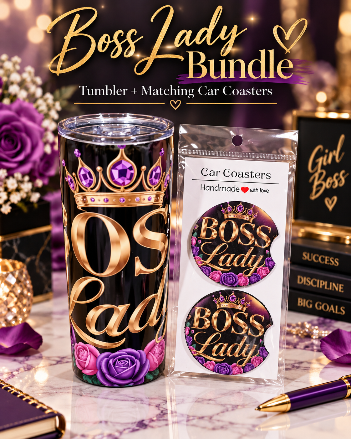 Boss Lady Bundle w/car coasters